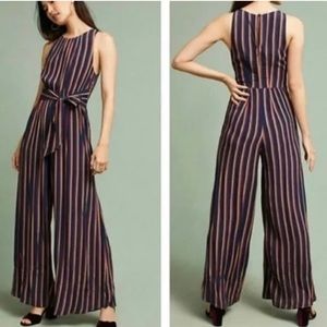 Plenty By Tracy Reese Anthropologie striped tieback Wide Leg Jumpsuit Size M